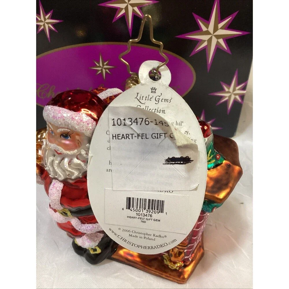Christopher Radko Glass Christmas Ornament Heartfelt Gift Gem 2008 Poland NIB